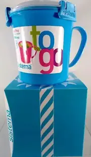 Sistema To Go Soup Mug BLUE Gift Box 22.1 oz Clip Lid Phthalate BPA Free 2010