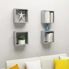 Concrete Grey Wall Cube Shelves Set of 4 Modern 30x15x30 cm Decorative Storage