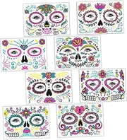 DEARMAMY 8 Sheets Luminous Halloween Face Body Stickers Glow the Dark Decals for Parties Cosplay Props and Halloween Costume Accessories