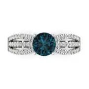 1.27 ct Round Cut Topaz Gemstone Solitaire with Accents Promise Ring White Gold