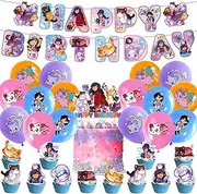 Aphmau Plushies Cat Birthday Party Decoration Cat Theme Party Supplies Happy Birthday Banner Balloons Cake Topper Cupcake Toppers for Kids Birthday Party