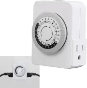24Hour Plug in Mechanical Timer, 2 Grounded Outlets 3 Prong Programmable Indoor