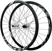 Wheel Set 700C Thru Axle Road Bike Wheelset Disc Brake 8 9 10 11 12 Speed Cassette Bearing Hubs 24H 30MM Aluminum Alloy Rims (Color : Black-Silver, Size : Front15*100)