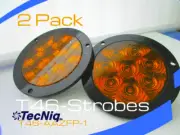 TecNiq 2pk Amber 4" Round Flashing Strobe Warning FLANGE Mount LED Lights