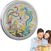 yupeuooe Year of The Dragon Commemorative Coin, Dragon and Phoenix Auspiciousness Lucky Coin, Auspiciousness Lucky Coin Chinese Challenge Coin to Bring Auspiciousness Lucky Coin for Wealth Luck