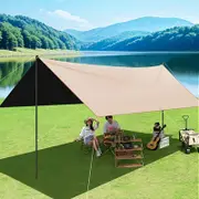 Outdoor camping square sky curtain, black glue sky curtain, sun and rain protection