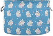 Yoogain Cute Cartoon Blue Hippo storage basket folding and waterproof storage bins with sturdy handle stuff art little for kitchen shelves home