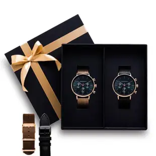 【THEODORA’S 希奧朵拉】(可選色)情人節禮盒-Apollo對錶+替換錶帶禮盒4入組(情侶對錶 日期顯示 真三眼)