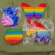 Pop It Fidget Toys Bundle Of Four NWOT Butterfly/Unicorn/Baby Yoda/Octagon