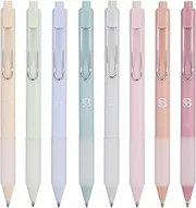 BLIEVE - Pastel Colored Gel Pens With Cool Matte Finish, Aesthetic and Cute Pens With Smooth Writing For Journaling And Bible Note Taking No Bleed Through, Cute School Supplies 8 Pack