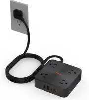 30W USB C Power Strip, Fast Charger Surge Protector with 4 Outlet Extender, 6 F