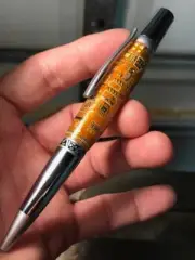Genuine Orange Circuit Board Handmade Pen Crystal Clear Resin Casted Geek