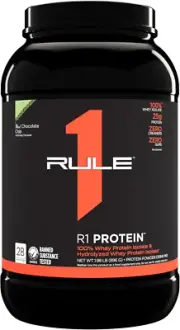 R1 100% Whey Protein Isolate and Hydrolysate Protein Powder 1.98 Lb, Mint Chocol