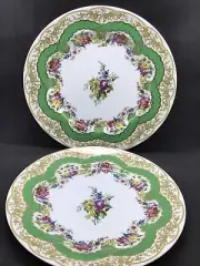 Andrea by Sadek 18th.c Inspired Sevres Collection Pair Green Serving Plates 10.5