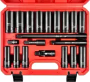 1/2-Inch Drive Deep Impact Socket Set, 20 Piece Metric Socket Set, 6 Point, C...