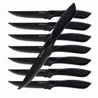 Steak Knives Set of 8, Black Serrated Stainless Steel Sharp Blade Flatware St...