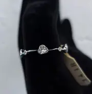 Camille Lucie - Rhodium Plated Wavy Heart Clover Swarovski Crystal Ring - Size 8