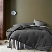 Accessorize Soho Waffle Dark Grey Quilt Cover Set