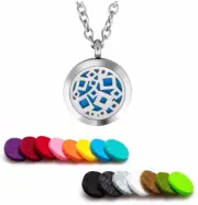 Essential Oil Diffuser Necklace Pendant Stainless Steel Aromatherapy Squares