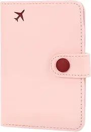 [Yuanchu] Pink Passport Holder, Leather Passport Holder with RFID Blocker, Vaccination Certificate Case, Passport Cover, Passport Organiser, Travel Document Pocket, Passport Cover for Credit Cards, ID