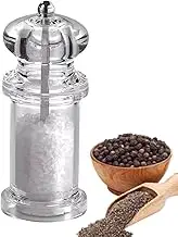 Salt Pepper Grinder Set - Refillable Grinders, Glass Seasoning Shaker | Clear Jar Container Refillable Kitchen Gadgets Seasoning Bottles Shakers, Adjustable Mill for Tabletop Home Chef Camping