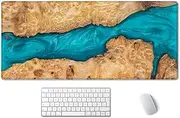 SSOIU Large Mouse Pad, Full Desk XXL Extended Gaming Mouse Pad 35.5" X 15.7", Waterproof Desk Mat with Stitched Edge, Non-Slip Laptop Computer Keyboard Mousepad for Office & Home, Petrified Wood