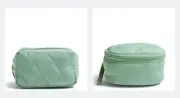 Vera Bradley Mini Zip Case & Cosmetic Bag Beryl Green Train Makeup Travel Set