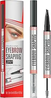 2 in 1 Waterproof Eyebrow Pencil with Brow Gel Pen Smudge Proof Soft Texture for Natural Looking Brows Women Girls All Day Wear Gray One Size