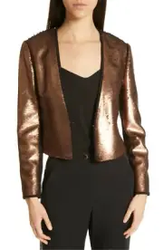 $489 Ted Baker Zalee Sequin Crop Brown Crop Jacket Blazer Size TB 2 US 4-6 NWT