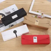 在飛比找蝦皮購物優惠-Z🎁台灣現貨🎁 簡易長型摺疊糖果盒 創意牛皮餅乾盒 西點餅乾