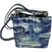 Brahmin Mini Amelia Satchel/Shoulder Bag in Chambray Melbourne Marble Blue NWT