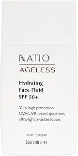 Natio Australia Ageless Hydrating Face Fluid SPF 50+ 60ml - Moisturising Facial Fluid - Dermatologically Tested & Hydrating Formulation - Infused with Rosehip Oil - Made in Australia