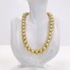 Golden South Sea Pearls Necklace Loose Strand 10-13mm Buttons High Luster