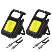 LED Flashlight COB Work Lamp Torch Portable Keychain Light Mini USB Rechargeable