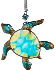 Sunset Vista Designs Metal and Glass Sea Turtle Bouncy Hanging Decoration