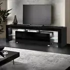 High Gloss TV Entertainment Unit TV Cabinet TV Stand RGB LED 4 Modes Black 160CM