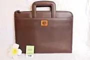 Martin & MacArthur Hawaii Koa Leather Portfolio Brown NWT