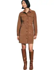 [Faherty] Stretch Cord Michelle Dress in Brown