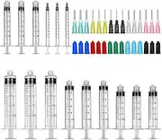 15 Pack-Syringe Blunt Tip Needle and Cap Set, 20, 10, 5, 3, 1ml/cc Syringes, 14, 16, 18, 20, 22ga Blunt Needles, Luer Lock Plastic Glue Applicator, Great for Refilling and Measuring Oil Dispensing
