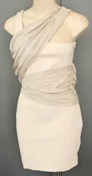 SASS AND BIDE Write The Future One Shoulder Ruffle Wrap Fitted Dress Size 10 NWT