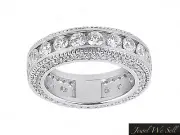 Natural 3.20Ct Round Diamond Milgrain w/ Accents Eternity Band Ring 14k Gold SI1