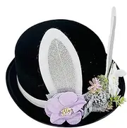 [GkgWuxf] Easter Hats For Adults - Bunny Ears Show Hat With Flowers | Stylish Role Play Accessories, Carnival Headpiece, Soft Party Headdress For Women, Men