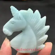 2" Natural Amazonite Quartz Unicorn Crystal skull Point random 1pc
