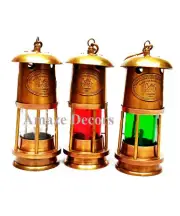 Set of 3 Brass Minor Oil Lamp, Ship Nautical Lantern, Boat Light, Home Decor