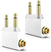Pack of 2 Aeroplane Adapter Headphones, Headphone Adapter, Airplane Adapter, Gold Plated, Headphones Aeroplane Adapter, 3.5 mm Stereo Jack Audio for Headphones for All Airlines