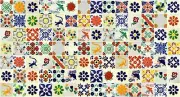 50 4x4 Mexican Tiles WHITE DESIGNS Handmade Talavera Backsplash Handpainted
