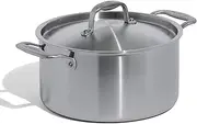 Cookware - 6 Quart Stainless Steel Stock Pot With Lid - 5 Ply Stainless Clad - Professional Cookware - Made in Italy - Induction Compatible