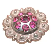 61HS Set Of 16 Western Screw Back Concho Fuchsia Berry Crystals Cowgirl