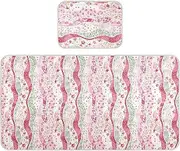 Cooling Baby Crib Mattress 28" x 52" Absorbent Bed Pads for Baby&Toddler Red Flower Dots Patchwork