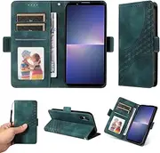 Compatible with Sony Xperia 5 VI Cover,Compatible with Sony Xperia 5 VI Card Slot Flop Side Clip Magnetic Flip Kickstand Wallet Phone Case Green